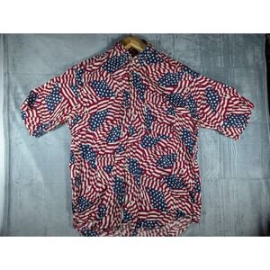 Vintage Tango Max Raab American Flag Patriotic Button Up Shirt XL